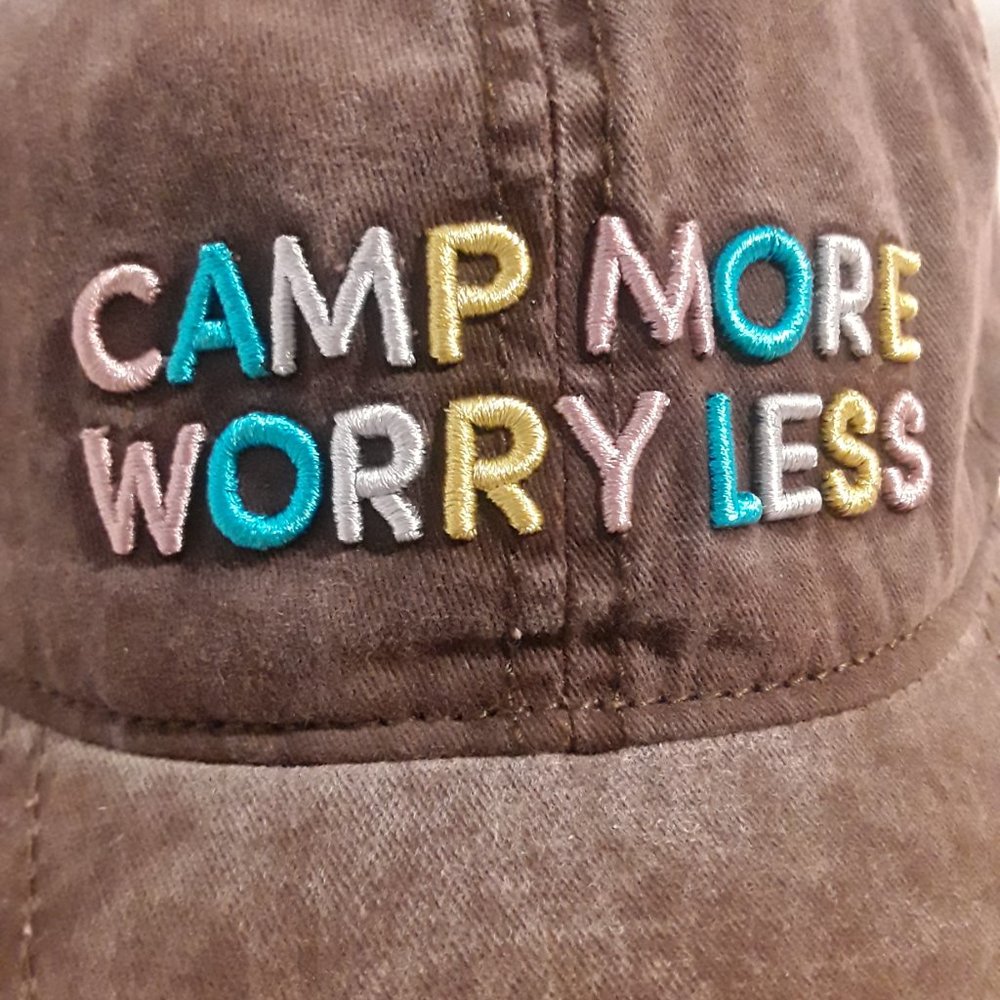 New Women's Camp More Worry Less Baseball Cap - Picture 2 of 4